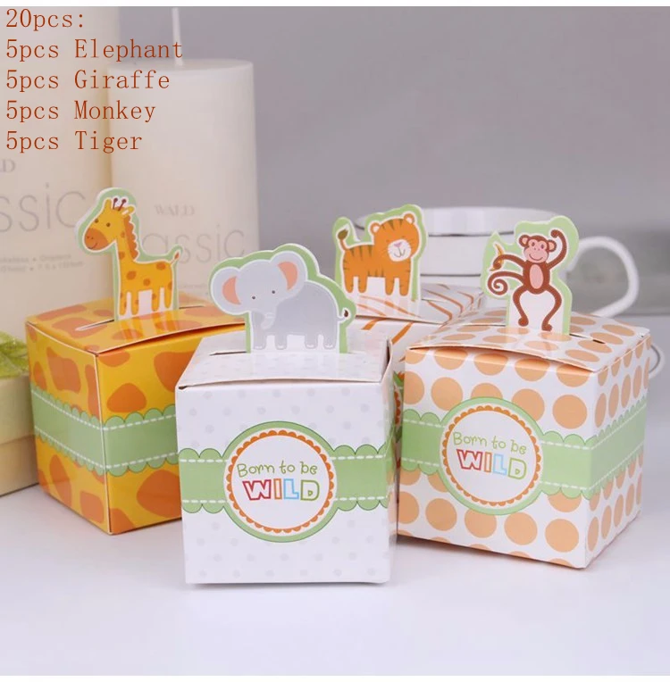20pcs animal boxes Staraise 24/40 шт. Русалка мешок для конфет на вечеринку Стикеры День рождения Декорации спасибо Русалка Подарочная коробка Стикеры s Упаковка для подарков - Цвет: 20pcs animal boxes