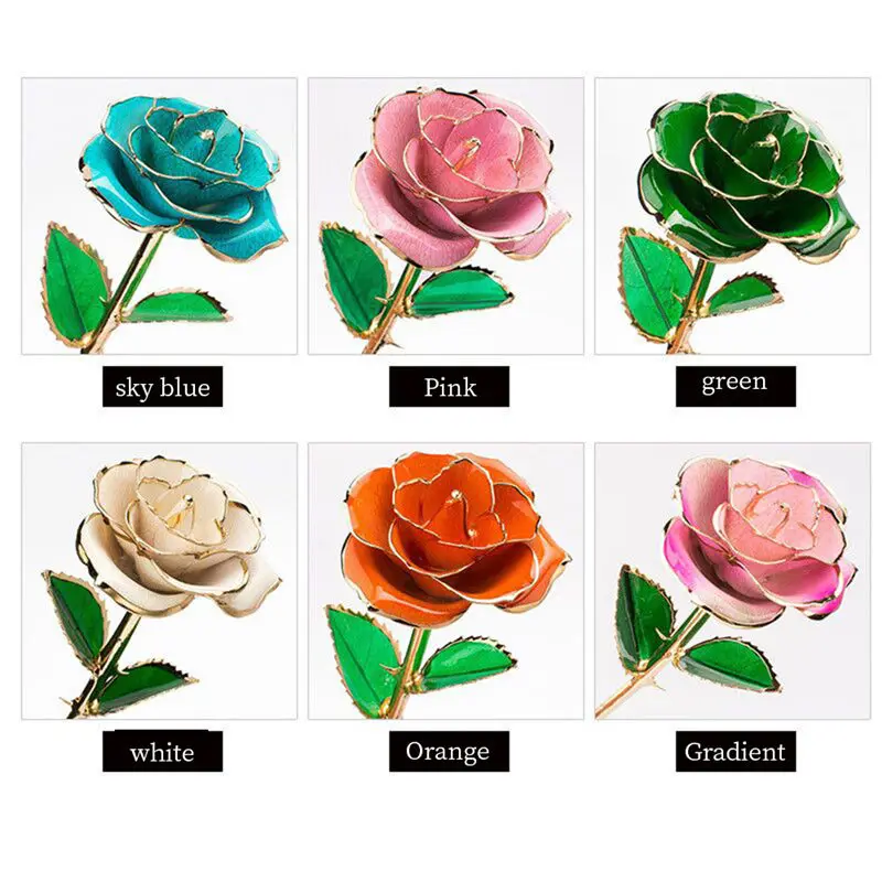 Valentine's Day Gift 24K Gold Plated Golden Rose Flower Holiday Present Wedding Party Decoration With Retail Box
