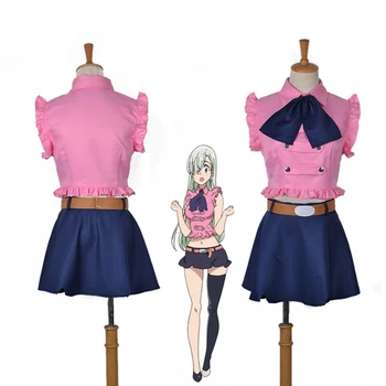 

Anime cosplay feminino os sete pecados mortais anime trajes elizabeth liones halloween Party cosplay uniforme terno roupas + wig