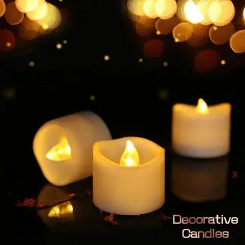 

12Pcs LED Candle Tea Light Battery Powered Lamp Color Simulation Flame Tea Light Wedding Home Party Decoration Fake Candle Decor