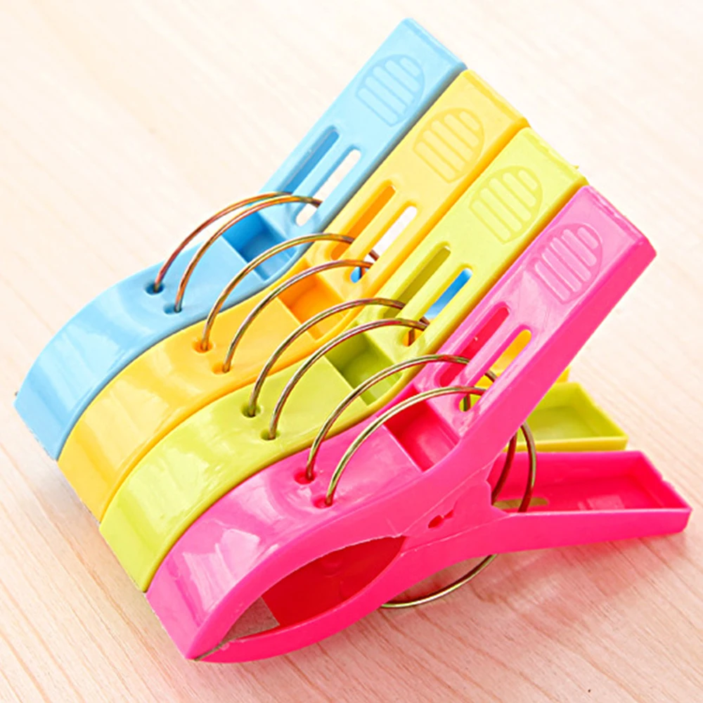 4pcs Large Bright Colour Clothes Clip Plastic Beach Towel Pegs