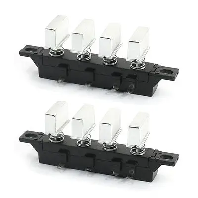 

2Pcs 4-Key 3-Interlock 1-Momentory Rectangle Silver Tone Cap Push Button Switch