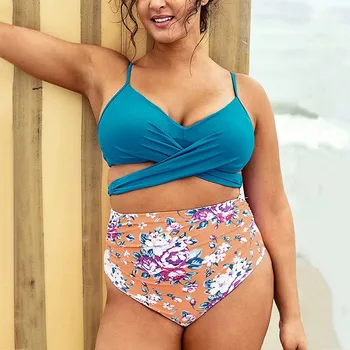 

Sexy Flower Print Bikini Set Women Solid Brazilian Bikinis Swimsuit Lace Up Bathing Suit Low Waist Swimwear Beachwear Biquini