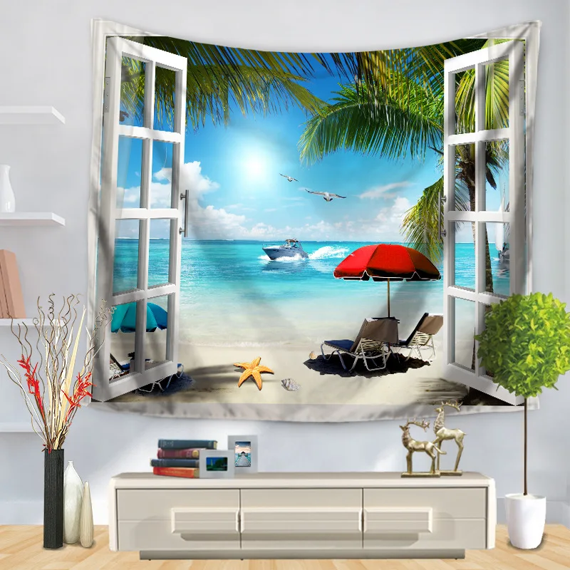 Гобелен красота море пляж пейзажи настенные гобелены домашний декор прямоугольник спальня стены Искусство гобелен домашний декоративный
