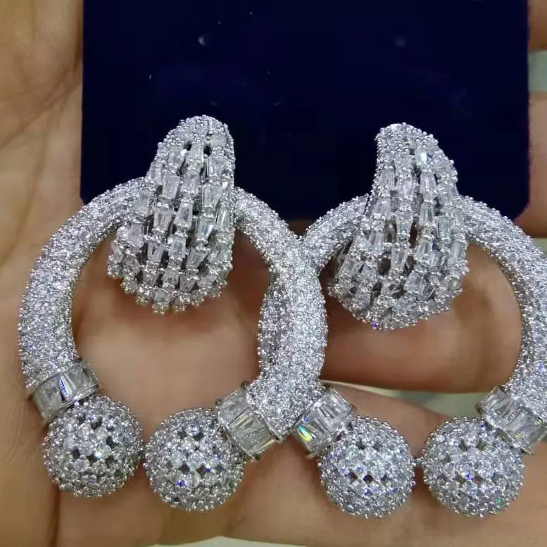 Silver GODKI, знаменитые серьги в виде капли воды для женщин, трендовые, кубический циркон, вечерние, свадебные, Помолвочные, Дубай, серьги для женщин, ювелирное изделие - Окраска металла: Silver