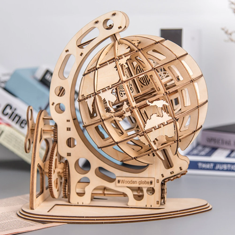 3D деревянный глобус головоломка DIY механический привод модель Трансмиссия вращающиеся головоломки для сборки украшения дома и офиса игрушка в подарок#20