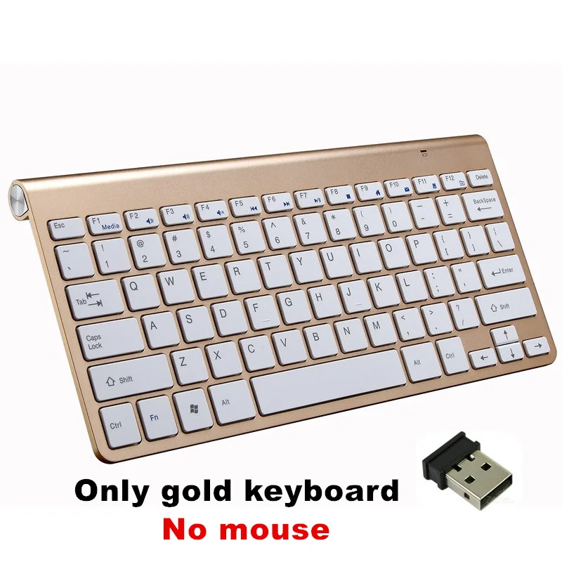 Gold keyboard Ультра тонкая беспроводная клавиатура портативная 2,4G миниатюрная клавиатура с тачпадом Набор для Mac/notebook/tv Box/PC офисные принадлежности для IOS Android - Цвет: Gold keyboard