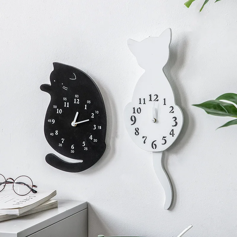 Европейские креативные настенные часы для гостиной с мультяшным котом, детские украшения для спальни, тихие часы, модные персональные часы