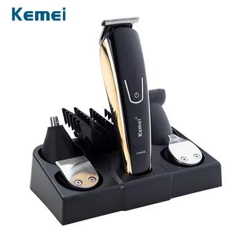 

100-240V kemei 5 in 1 hair trimmer titanium clipper electric shaver beard razor men styling tools shaving machine for barber