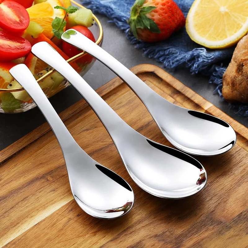 Stainless Steel Spoons Short Handle Soup Spoon Set Large/Small Metal  Kitchen Dinner Spoons for Soup Rice Porridge Tableware - AliExpress