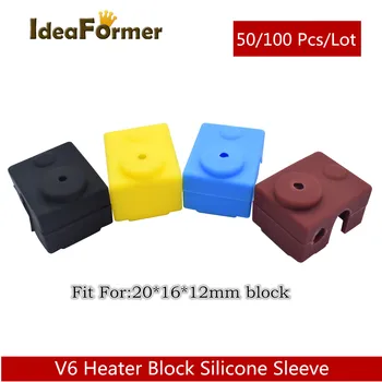 

50/100Pcs V6 Heater Block Silicone Cover Heater Protective Silicone Sock Insulation Case For 3D Printer V6 Hot End Heating Block