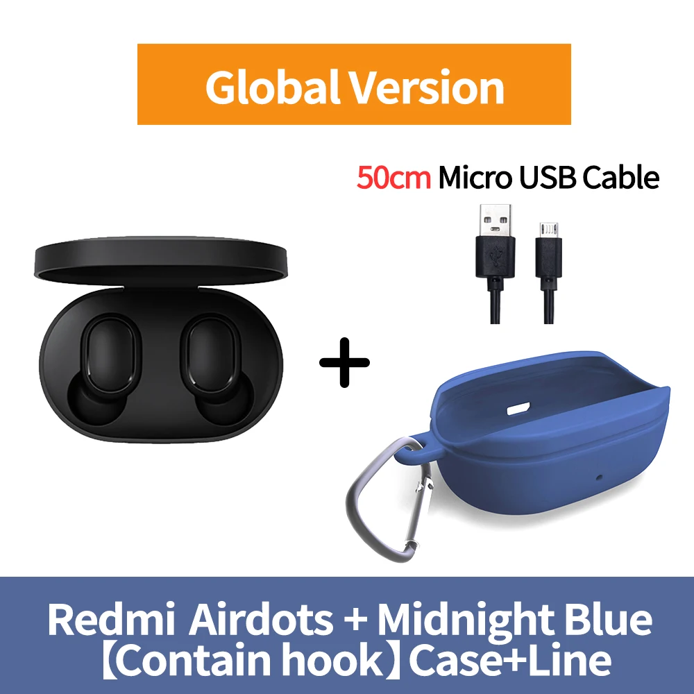 DarBlueCase 50cmline Xiaomi Redmi Airdots TWS Bluetooth 5,0 наушники стерео беспроводные активные шумоподавления с микрофоном Bluetooth Наушники управление AI - Цвет: DarBlueCase 50cmline