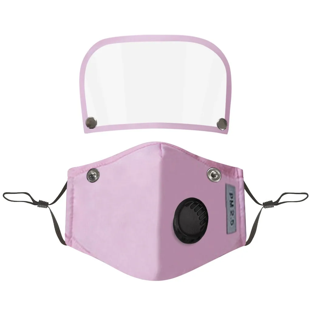 Breathable Adults Face Mask With Filter Detachable Eye Shield Dust Protective Washable Reusable Face Mask Fabirc Mouth Cover
