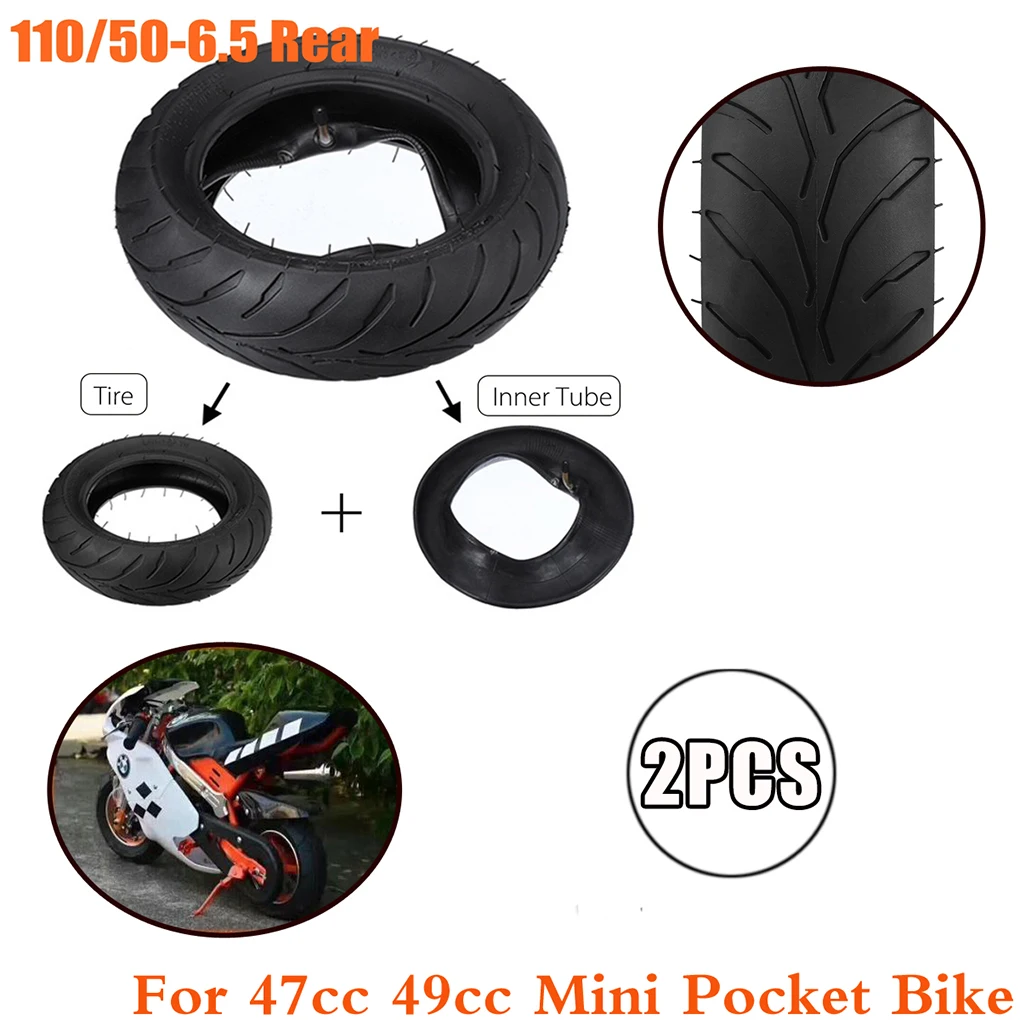Замена для 47cc 49cc карманный мини-велосипед Передняя Задняя шина+ внутренняя трубка 90/65-6,5