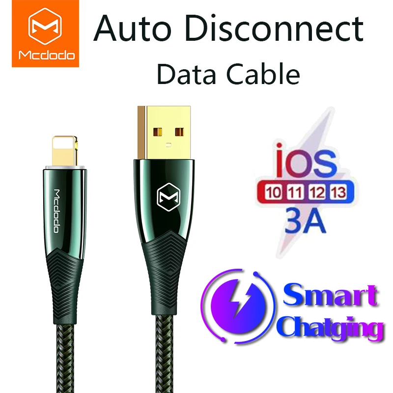 USB Cable Mcdodo Lightning 3A Auto Disconnect Charging For iPhone 12promax 11 Pro Max X Xr 8 7Plus Mobile Phone Acce | Мобильные