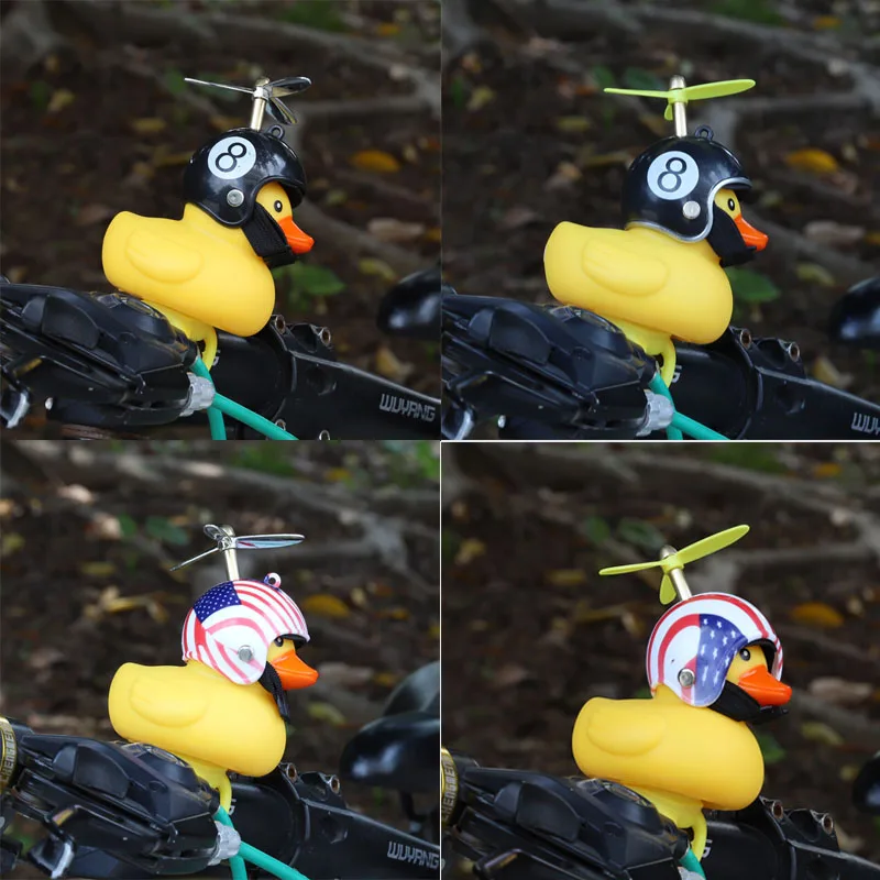 Discount Bicycle Bell Duck Head Light Vibration Light Yellow Propeller Small Yellow Duck Helmet Bamboo Dragonfly Duck Shape Kids Toys 13