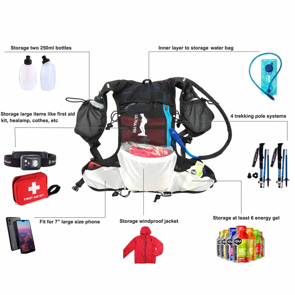 ULTRA-TRI Trail Running Backpack Outdoor Lightweight Hydration Sports Bag Cycling Hiking Marathon Racing Training Pack Mochilas 6