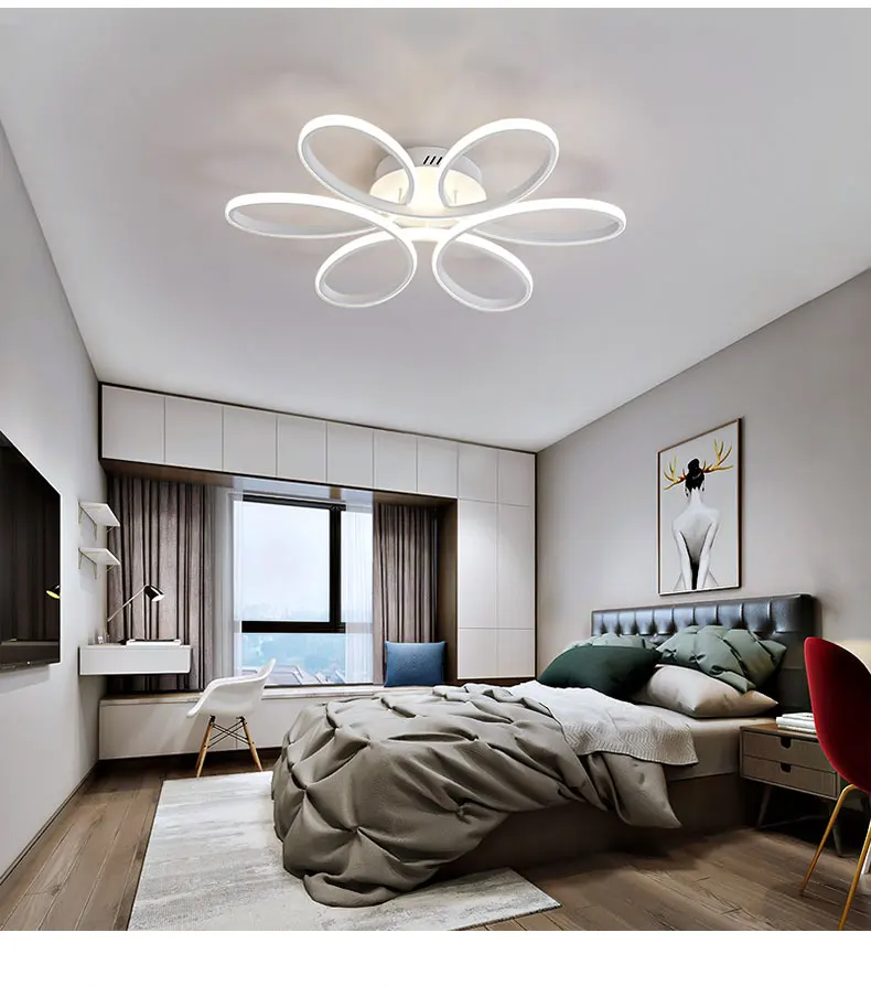 Современный потолочный светодиодный светильник, люстра для гостиной, столовой, спальни, белая алюминиевая люстра, AC90-260V