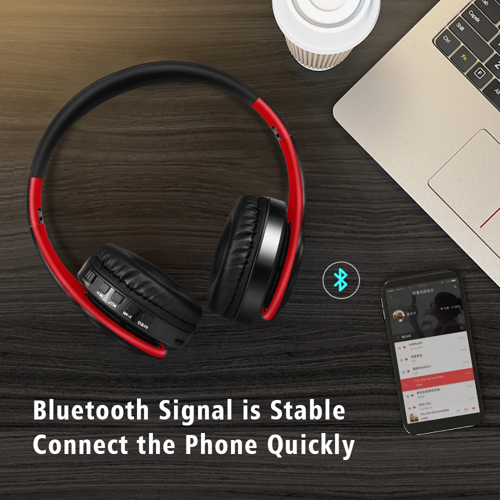 HIFI Wireless Headphones Bluetooth Stereo Headset Music Headset FM SD Card Sport Headphone With Mic For PC Phone Audio MP3