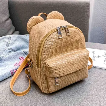 

Fashion female backpack Casual Versatile school bags for teenage girls 2020 New Straw Woven Mini backpack women mochila feminina
