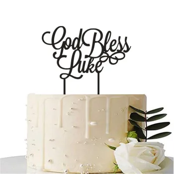 

God Bless Cake Topper Custom Name Party Cake Topper Unique Personalized Birthday Baby Shower Party Decoration Cake Accessories