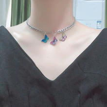 XINYAO בוהמי צבעוני פרפר שרשרת קולר לנשים Harajuku סגנון פאנק היפ הופ שרשרת תליוני חם מכירות(China)