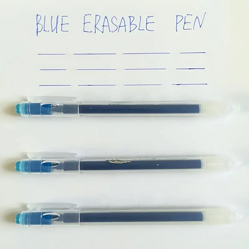 0,7 мм фиолетовая стираемая гелевая ручка с ластиком прозрачная пластиковая трубка волшебная ручка Тепловая ручка с исчезающими чернилам школьная Ручка frixion канцелярские принадлежности - Цвет: 3 pcs Blue Pen