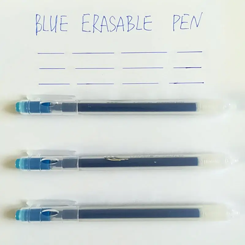 3 pcs Blue Pen 0,7 мм фиолетовая стираемая гелевая ручка с ластиком прозрачная пластиковая трубка волшебная ручка Тепловая ручка с исчезающими чернилам школьная Ручка frixion канцелярские принадлежности - Цвет: 3 pcs Blue Pen