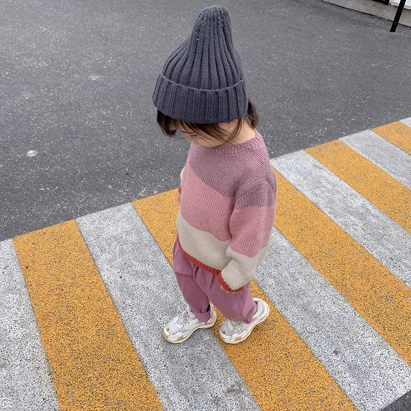 new style girls patchwork knitted sweater autumn fashion cotton soft kids sweaters 1-6t