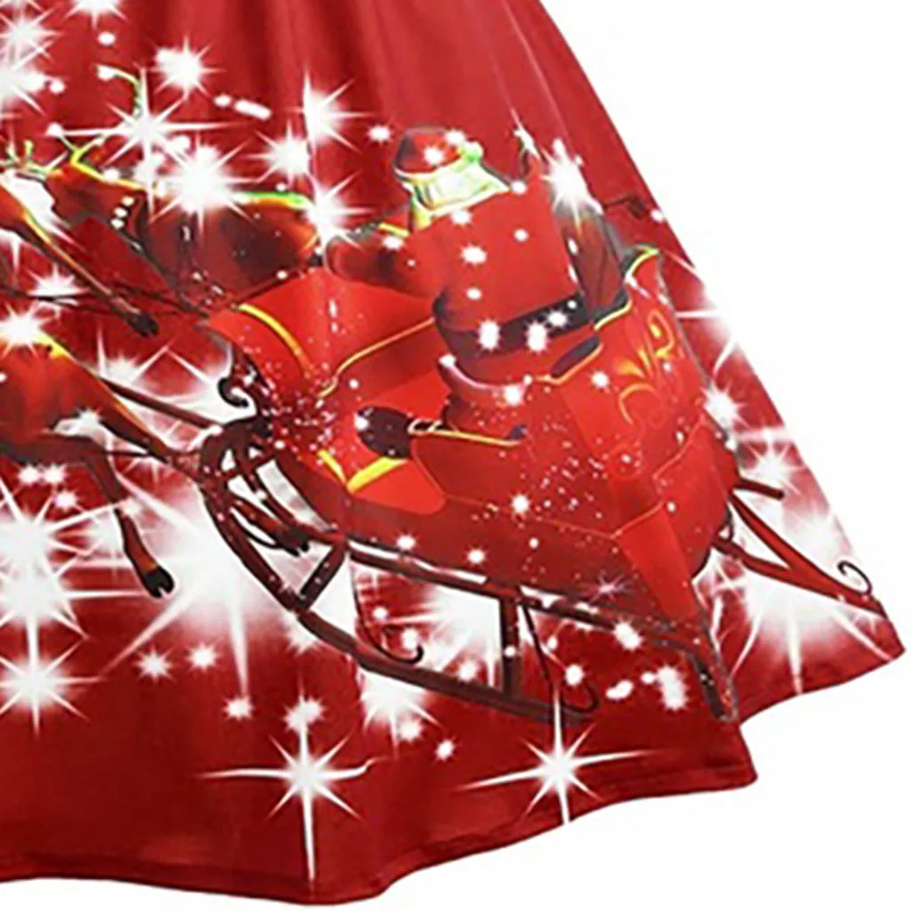 Женское платье для вечеринки, рождественское сексуальное платье без рукавов с принтом Санты, винтажное красное платье для вечеринки, милые платья с мультяшным принтом#1017x20
