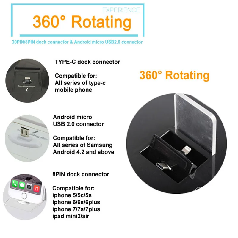 Wireless Bluetooth Speaker Alarm Clock Radio Hotel Room Bedside Electronic Alarm Clock Radio Rotating Charging Base Speaker FM