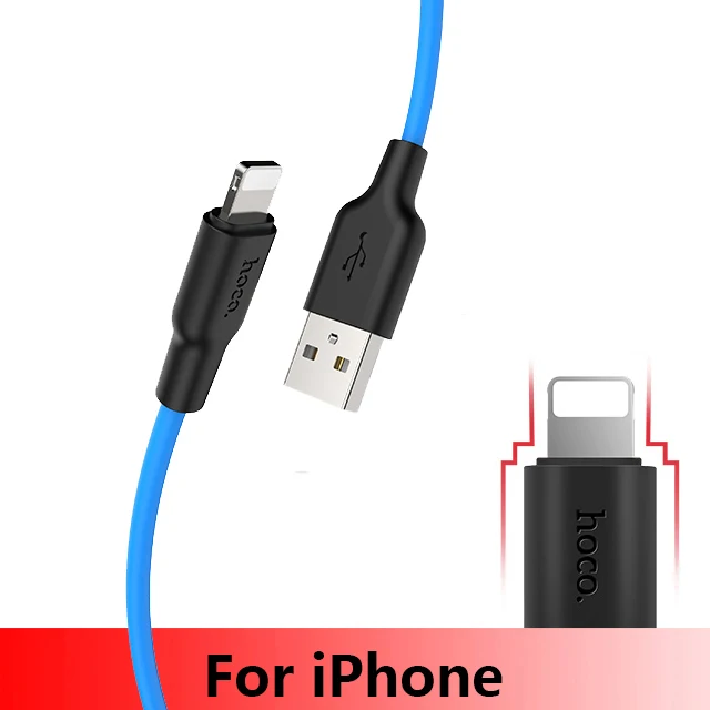 HOCO 1 м 2 м мягкий силиконовый USB кабель для iPhone 11 pro Max Type C кабель Micro кабель для Samsung USB C кабель - Цвет: blue for iPhone