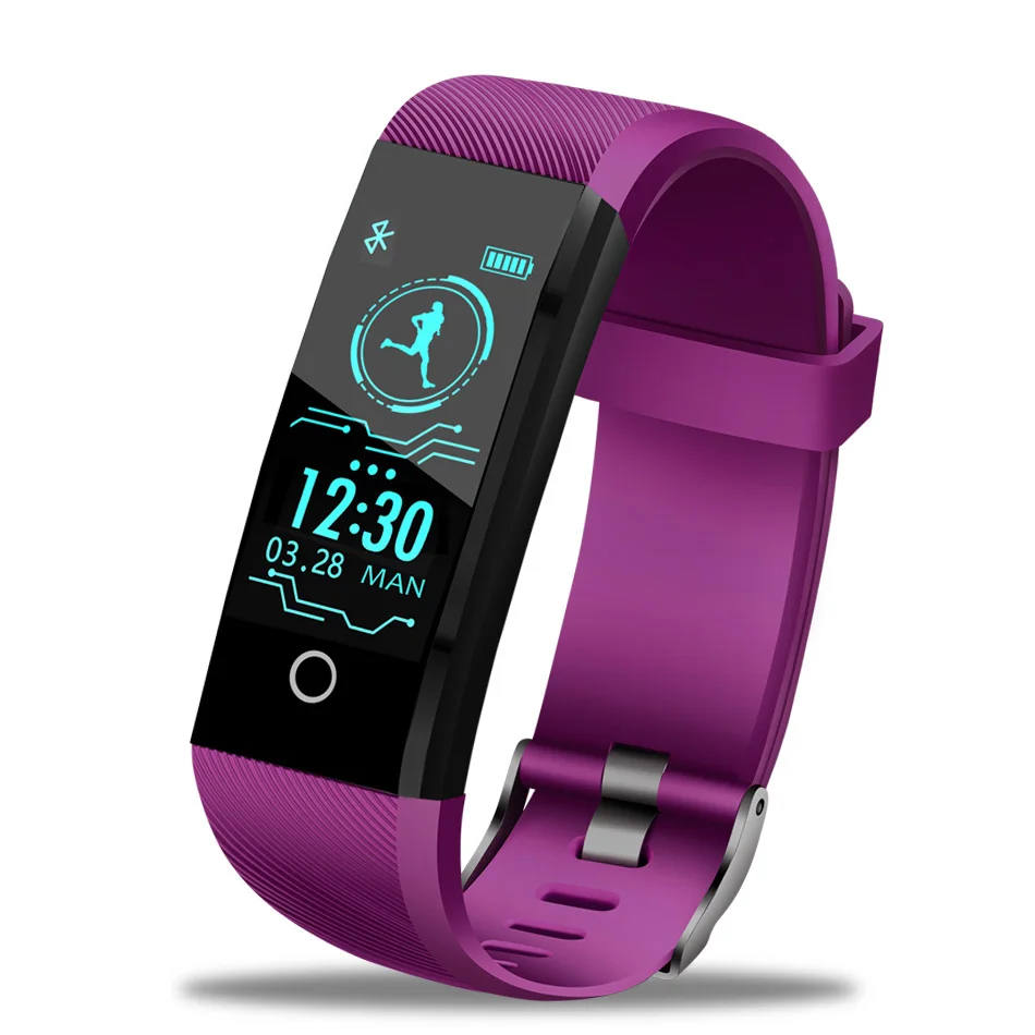 LIGE Smart bracelet Blood Pressure Heart Rate Monitor Fitness Tracker waterproof Smart Watch sport Wristband for ios Android+Box - Цвет: purple