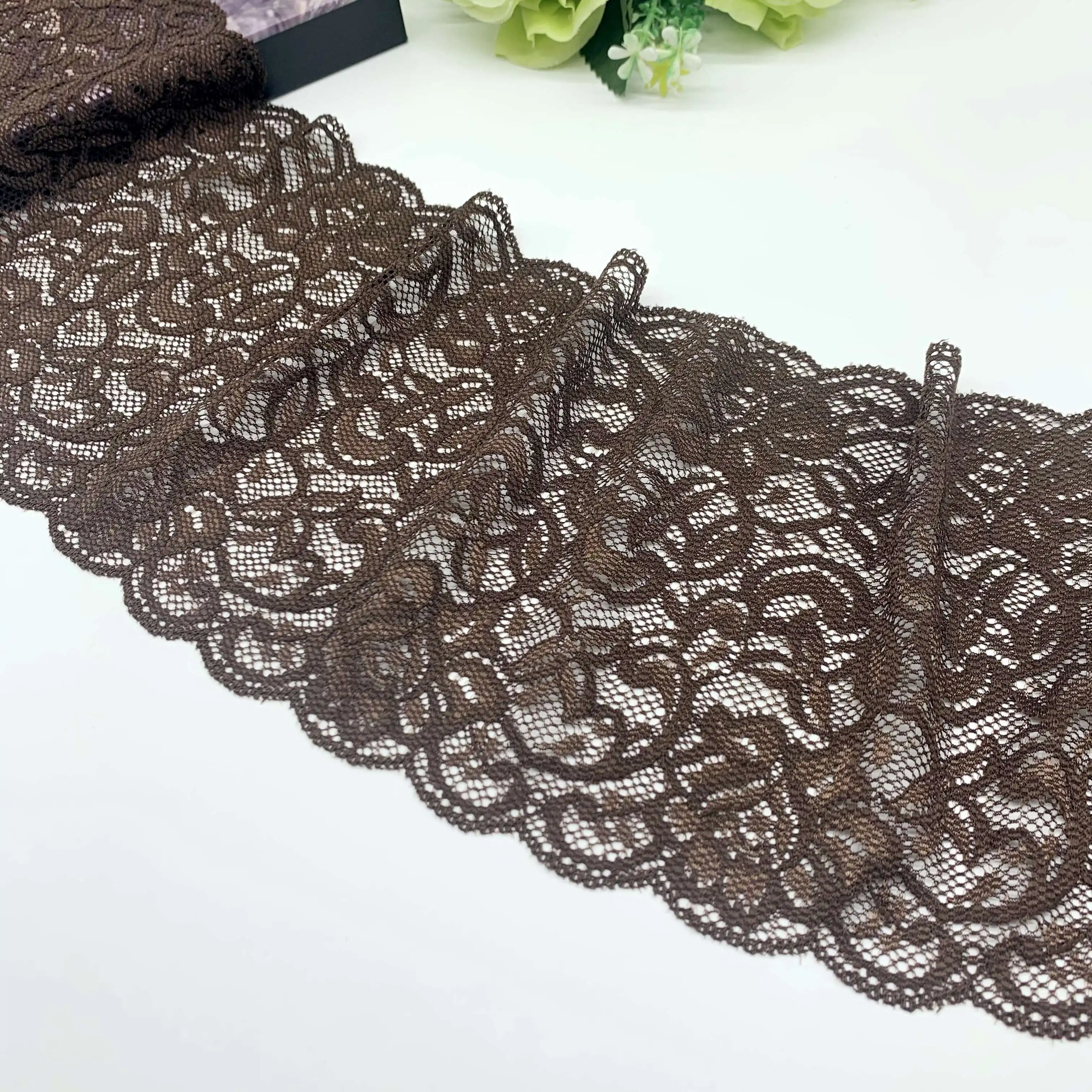 3y/مجموعة العرض 15 سنتيمتر القهوة الداكنة تمتد شريط مطاطي مزركش للملابس الداخلية الخياطة الحرفية لتقوم بها بنفسك نسيج للملابس إكسسوار ملابس الدانتيل