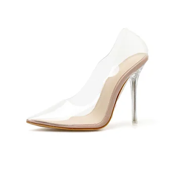 

2020 New High-heeled Sandals PVC Transparent Women's High-heeled Shoes Pointy Party Shoes Nightclub Crystal Pumps