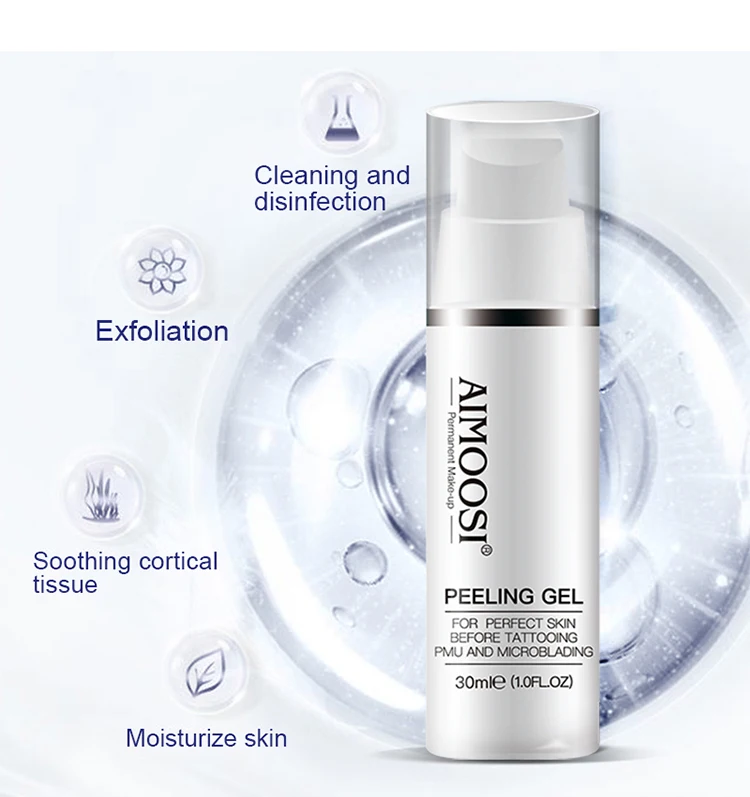 2 шт Aimoosi Отшелушивающий гель для очистки кутикулы кожи раствор для полуперманентного макияжа осветление бровей губ быстрая дезинфекция