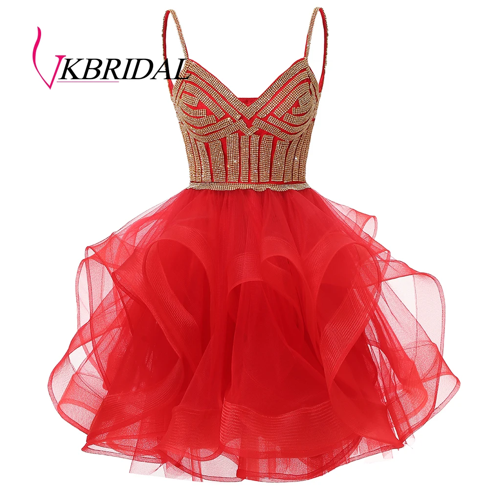 VKbridal блеск с кристаллами для платья для выпускного короткие для юниоров сладости 16 вечерние свадебные платья кружево на спине бальное платье из тюли для выпускников