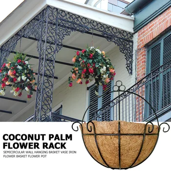

Wall Hanging Flower Pot Household Semi-circular Wall-mounted Basket Vase Balcony Flower Iron Racks Flowers Shelf