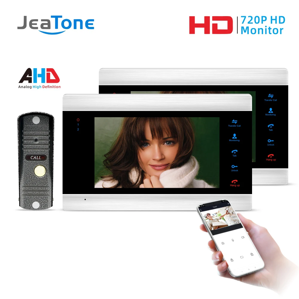 JeaTone, новинка, 7 дюймов, WiFi, смарт, IP, видео, домофон, домофон, система с AHD 1.0MP, проводной дверной звонок, камера, поддержка дистанционного разблокирования - Цвет: P201S1M706S2-86