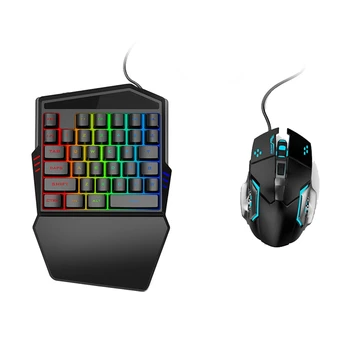 

One-Handed Keyboard RGB Gaming Keyboard +Gaming Mouse Kit 35-Key LED Left Hand Mini Keypad for Mobile Game