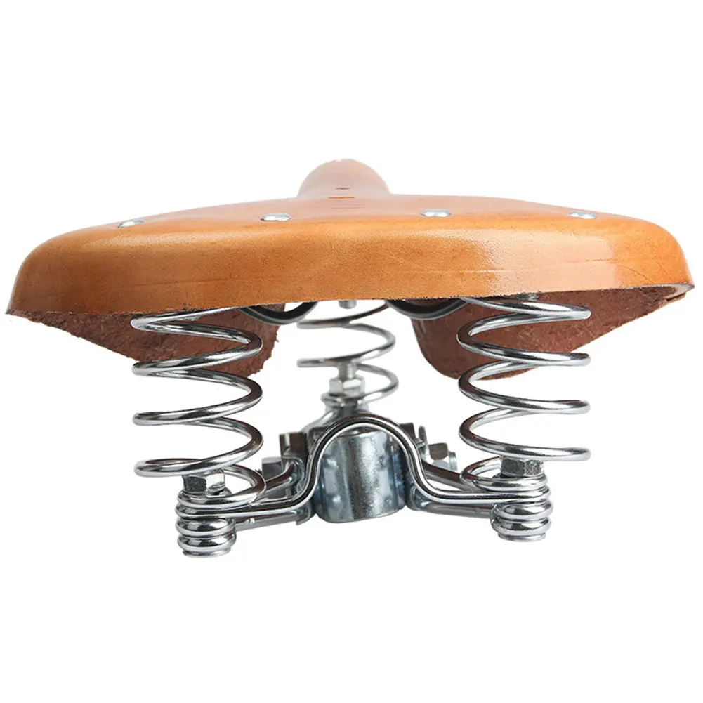 Accessory Retro Leather Universal Shock Absorption Road Bike Old Style Classic Replacement Outdoor Bicycle Saddle Spring Seat