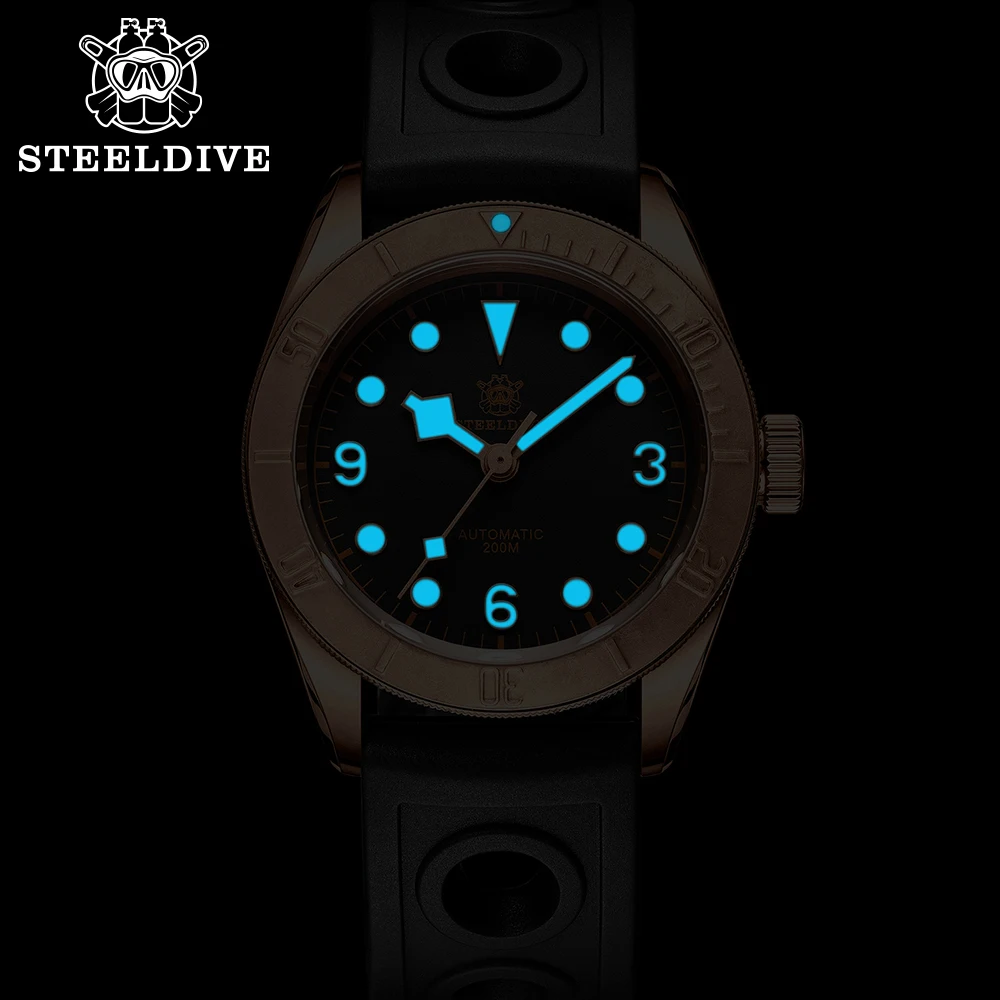 STEELDIVE Brand BGW9 Blue Luminous 41MM Bronze Case Sapphire Glass 200M Waterproof NH35 Automatic Dive Watch Reloj Bronze Bezel
