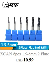 XCAN 1 шт. 1-12 мм с синим покрытием 3 флейты карбида концевые фрезы алюминиевый режущий фрезы Спиральные Фрезы с ЧПУ Концевая фреза