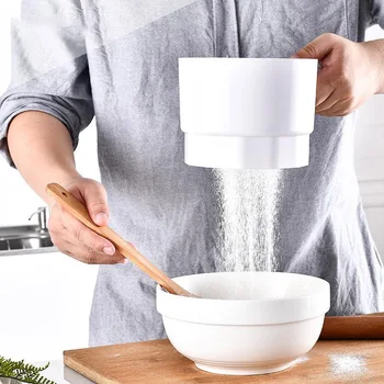 

Plastic Cup Shape Electric Handheld Flour Sifter Sieve Mechanical Flour Sieve Flour Strainer Household Baking Pastry Tools