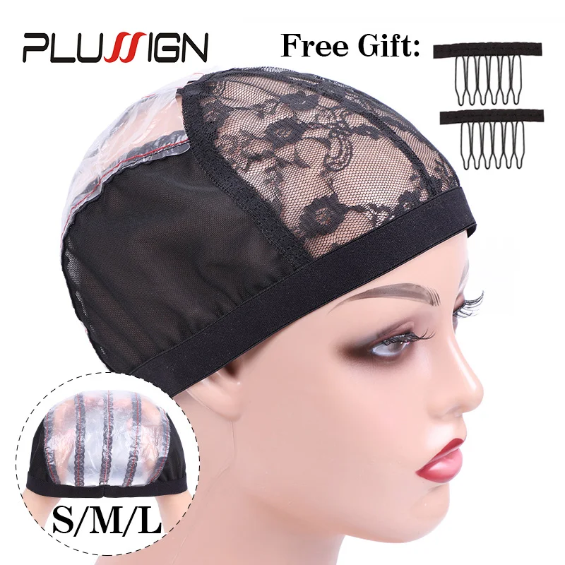 

1Pcs Lace Wig Caps Small Medium Large 3 Size Dome Mesh Wig Cap With 2Pcs Wig Comb Black Elastic Band Mesh Caps Wig Accessories