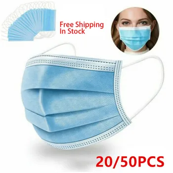 

20/50pcs 3 Layers Mouth Face Cover Comfortable Anti-Dust Anti-saliva Anti Infection Anti-droplets Splash-proof Filter Windproof