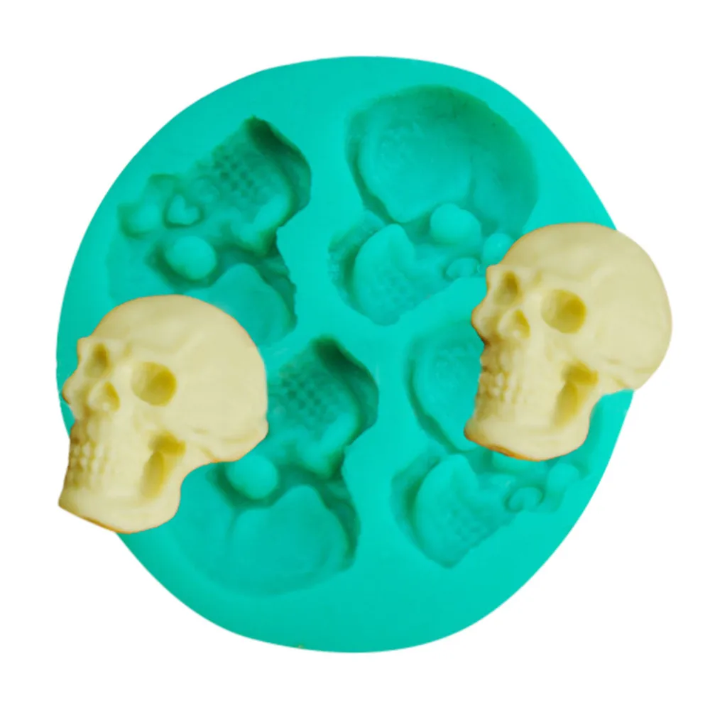 

cake decorating tools Skull Head silicone molds for crafts 3d 1pcs Jelly Chocolate Fondant Halloween Party molds for baking F726