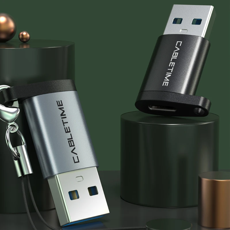 CABLETIME USB 3.0 OTG 어댑터 C타입-USB 암 컨버터 (맥북 프로/에어, 휴대폰 및 노트북용) - 데이터 동기화 및 충전