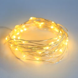 Guirlande électrique sur fil de cuivre,chaîne lumineuse LED pour décoration d'intérieur pour Noël, un mariage, le Nouvel An à la maison, ou encore pour chambre à coucher, fonctionne avec piles 