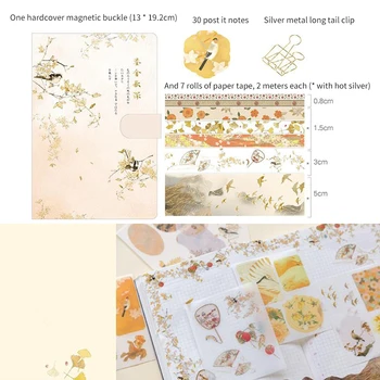 

1set Journal Notebook Stationery Clips With Paper Stickers Kids Gift Magnetic Buckle Portable Horizontal Line DIY Weekly Plan
